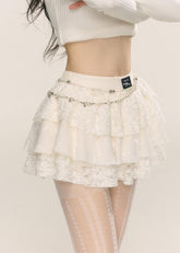 Black Lace A-Line Cake Mini Skirt